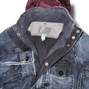G STAR RAW Denim Jacket Small Coban 3D Slim  Compactable Hoodie Zip Up Snap
